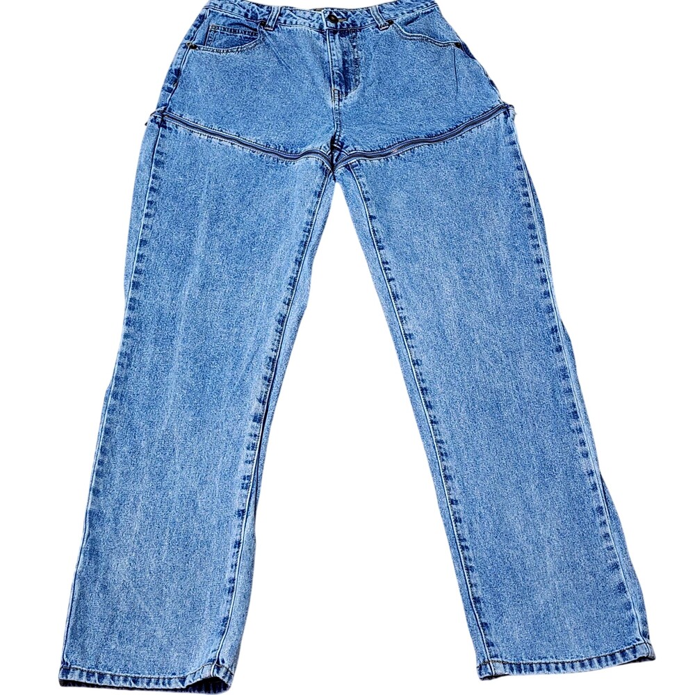 Fashion Nova Jeans Juniors 3 Blue High Rise Straight Zip Off Convertible Denim